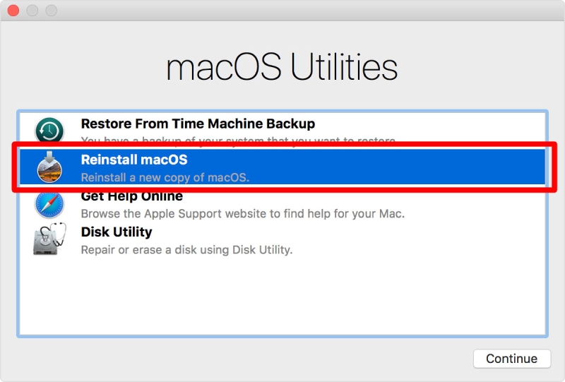 Cài macOS mới với nút lệnh Reinstall macOS